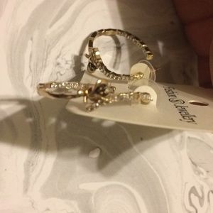 Beautiful gold and rhinestone hoop earrings